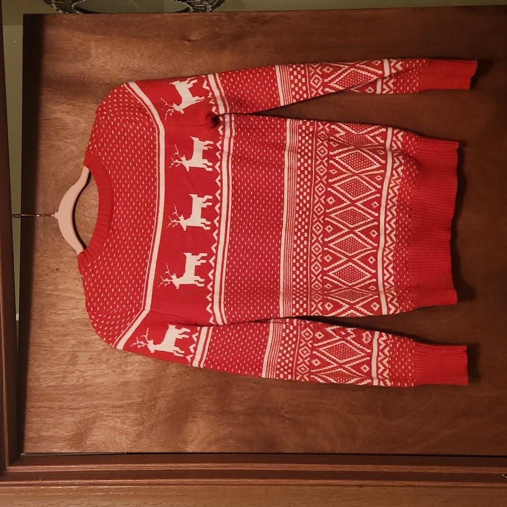 Old Navy Red and White Reindeer Crewneck Sweater Size small - Picture 3 of 3